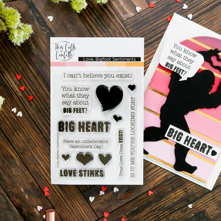 Love, Bigfoot Sentiments 3x4 Stamp Set