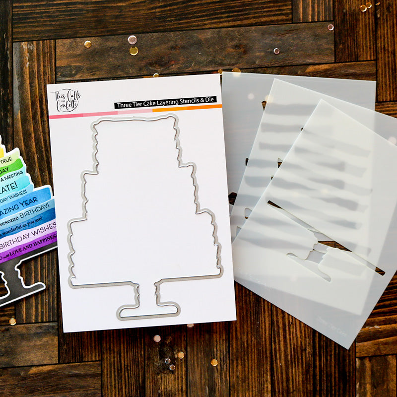 Three Tier Cake Layering Stencil and Die Bundle