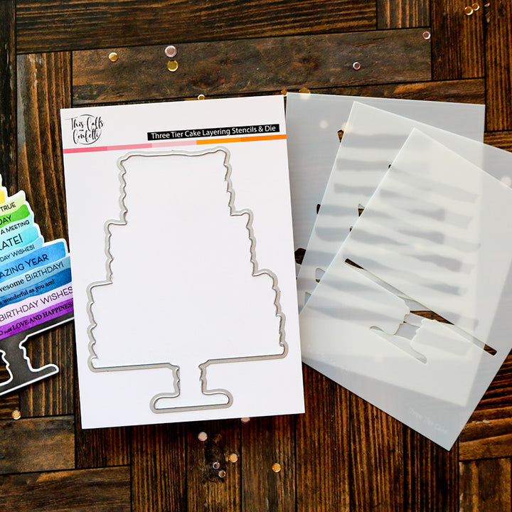 Three Tier Cake Layering Stencil and Die Bundle