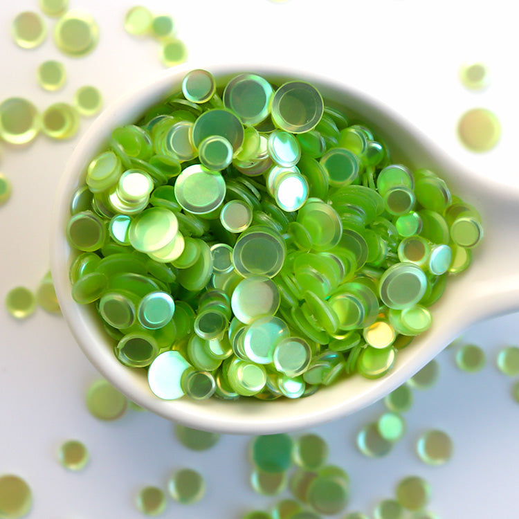 Grass Green - Rainbow Pearl Confetti Sequin