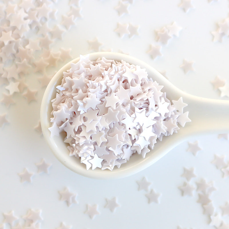 Glossy White Five-Pointed Star Confetti Sequins