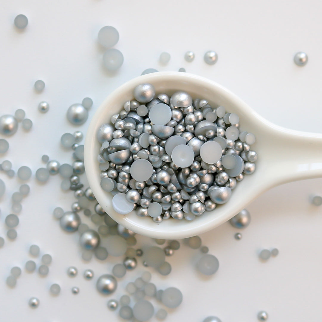 Satin Silver Pearl Embellishments