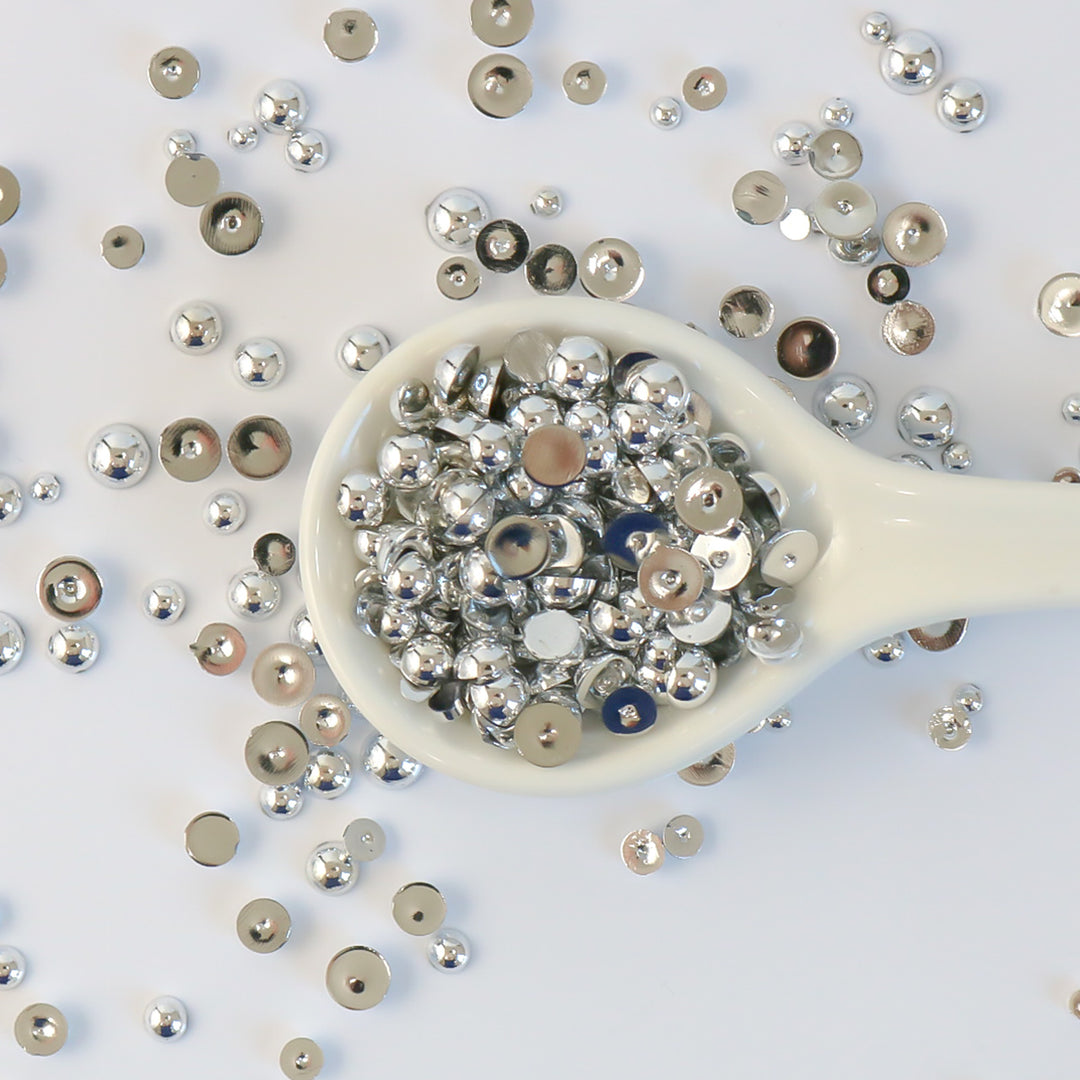 Silver Beads -Flatback