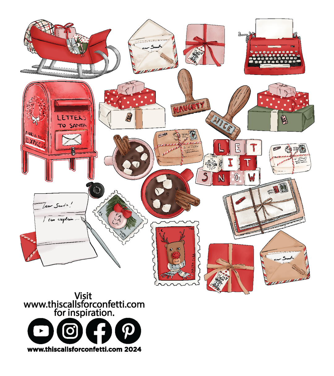 Christmas Post Ephemera 40 PCS