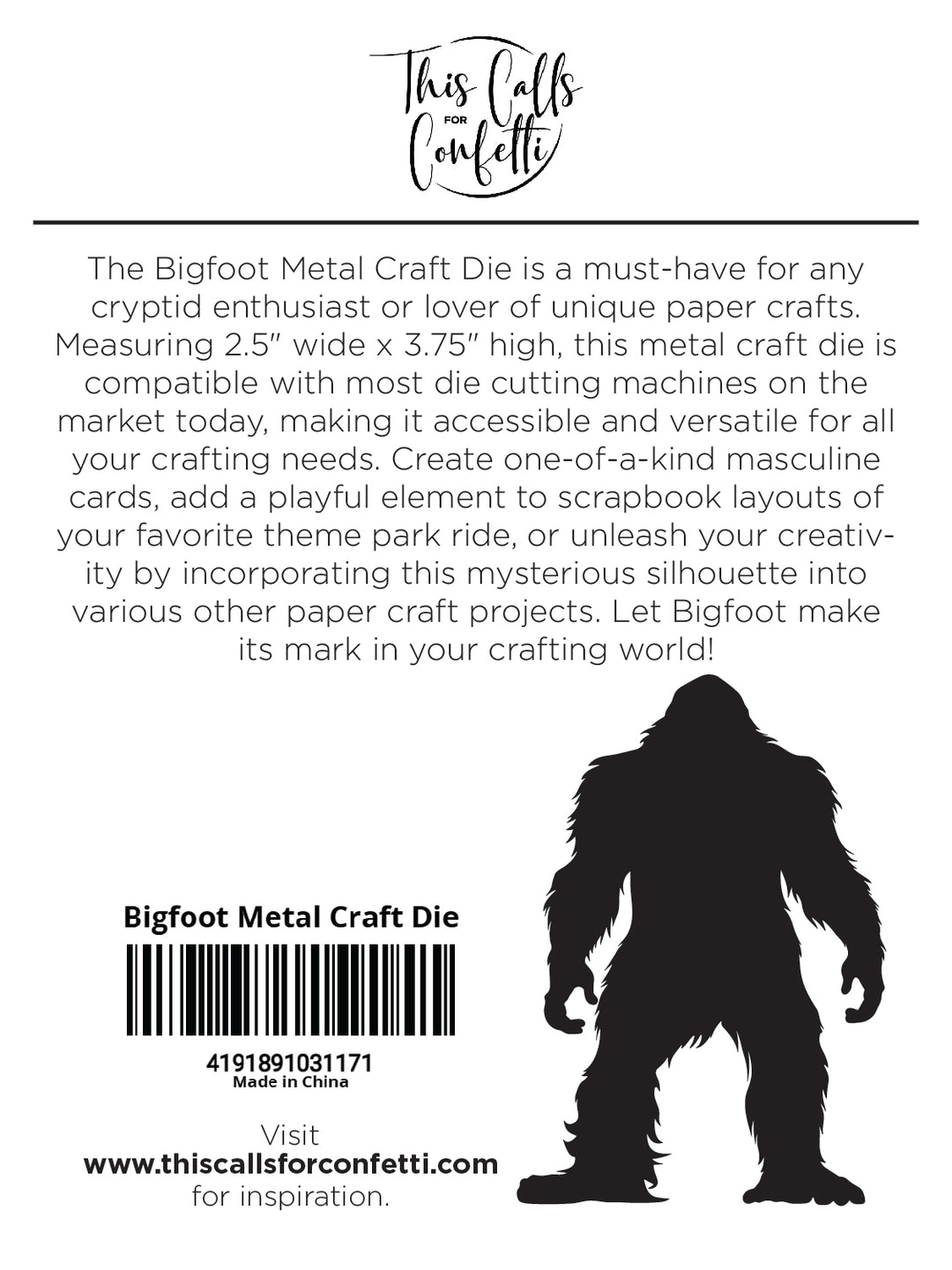 Bigfoot Metal Craft Die
