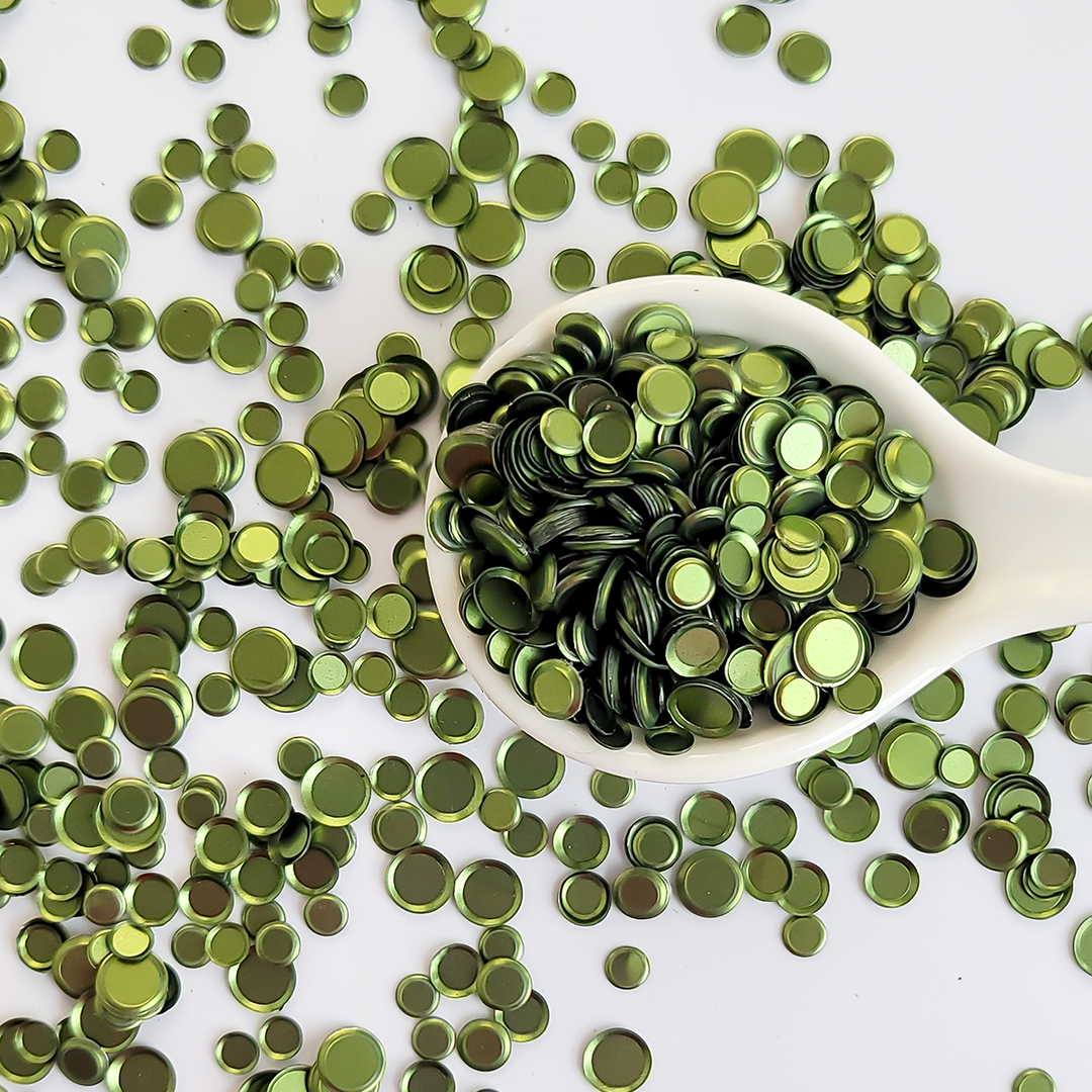 Satin Moss Green Sequin Confetti