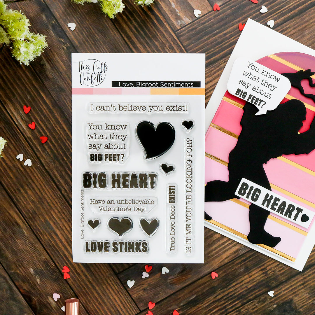 Love, Bigfoot Sentiments 3x4 Stamp Set